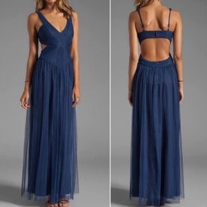 BCBGMaxazria Navy Blue Tulle Mara Gown Dress Size 6 EUC